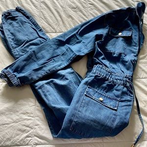 BNWOT. naked wardrobe utility denim jumpsuit